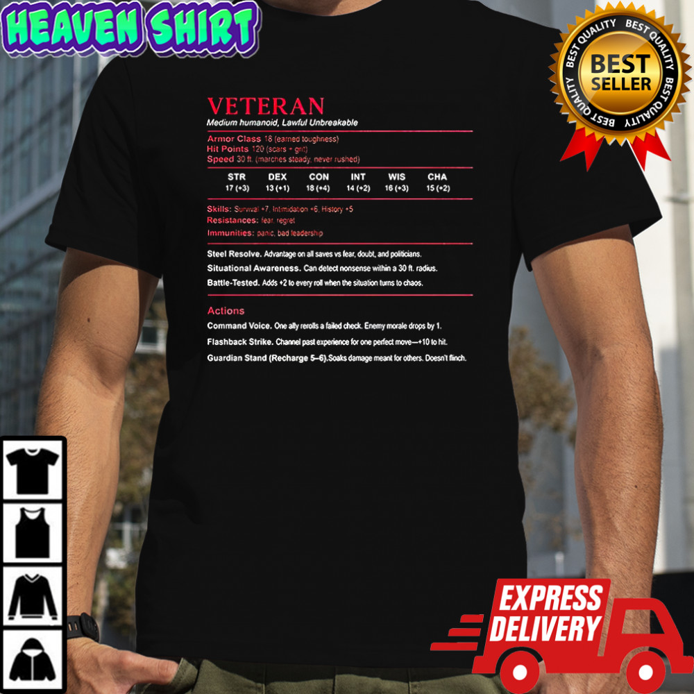 Veteran medium humanoid lawful unbreakable shirt