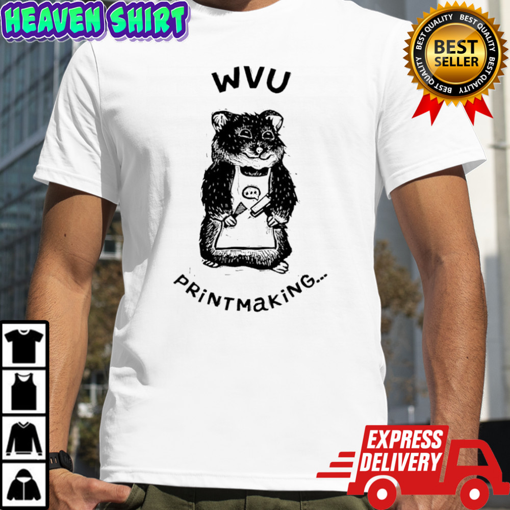 West Virginia University WVU Engraved Hamster Chef printmaking shirt