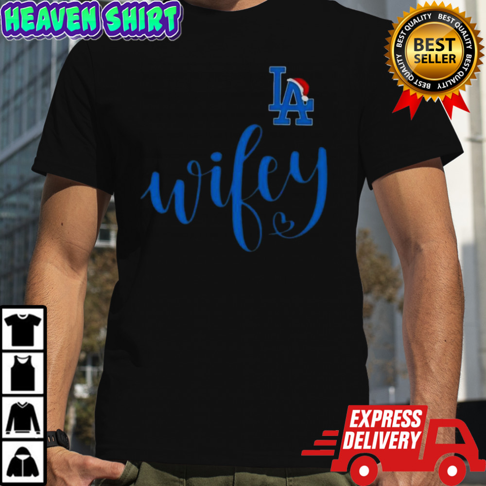 Wifey Los Angeles Dodgers Santa Hat Merry Christmas T-Shirt