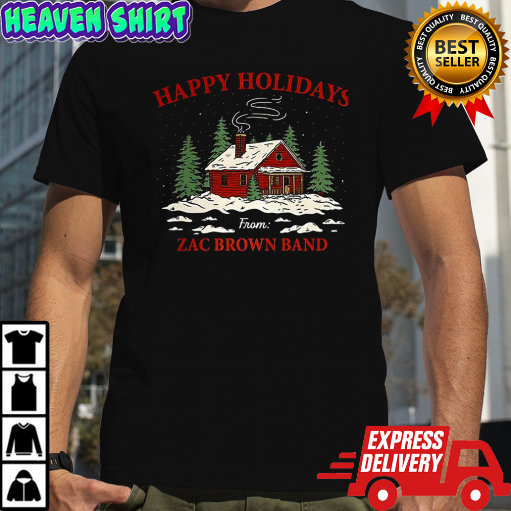Zac Brown Happy holidays cabin from cartoon merry Christmas shirt