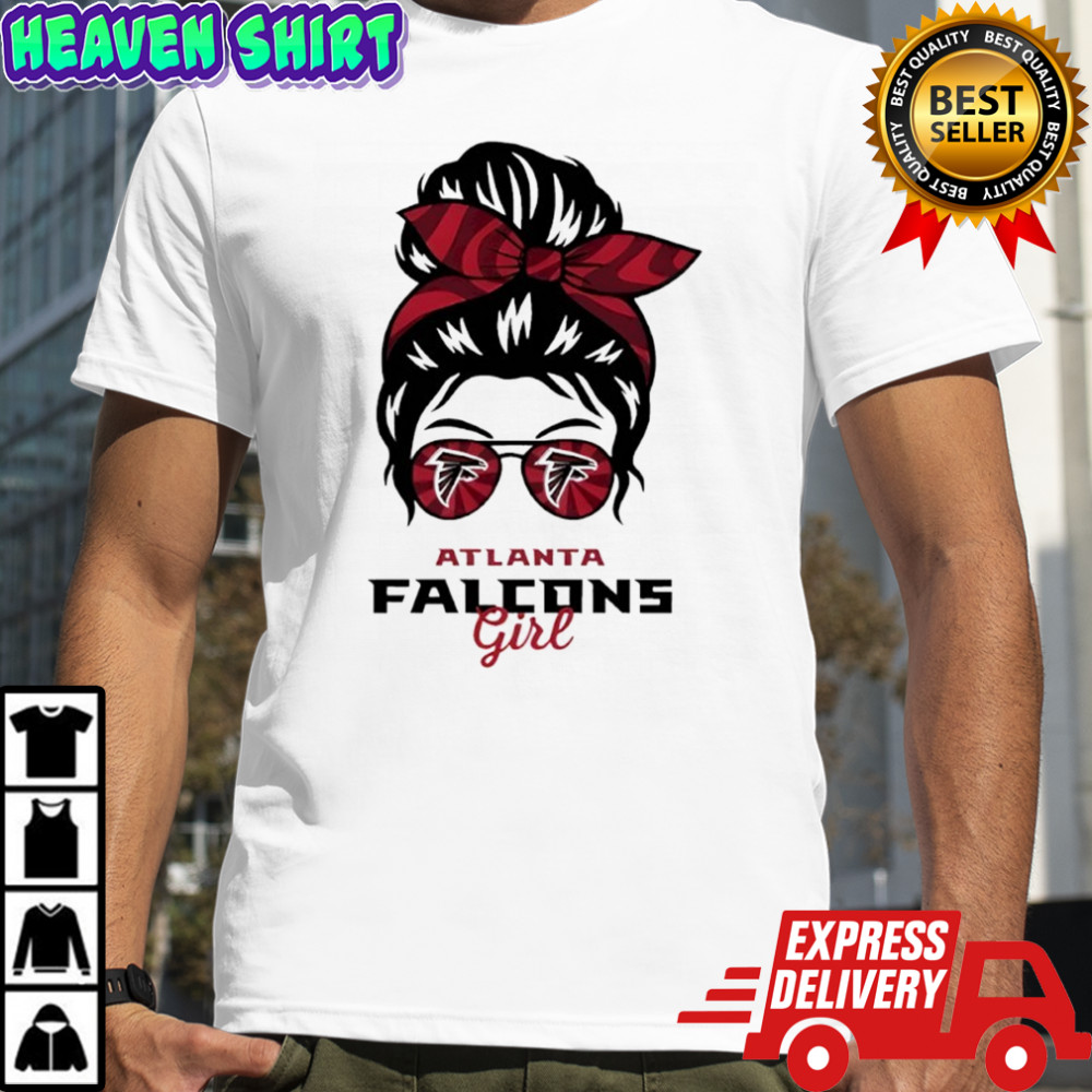 Atlanta Falcons Girl Messy Bun Glasses shirt