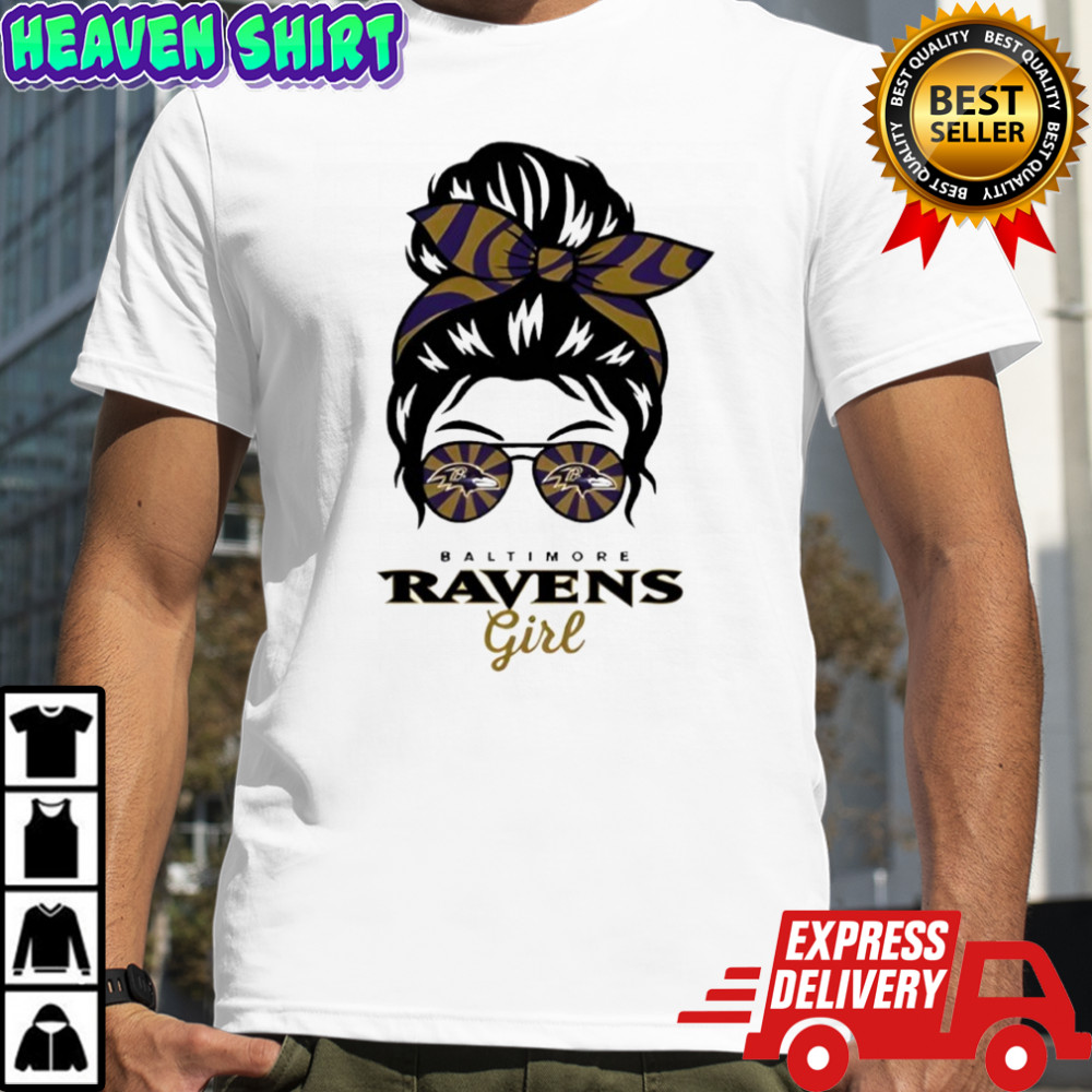 Baltimore Ravens Girl Messy Bun Glasses shirt