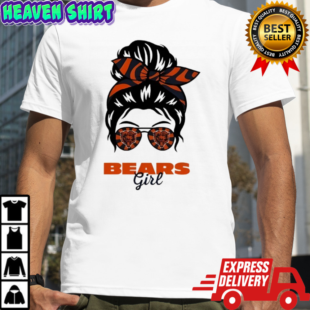 Chicago Bears Girl Messy Bun Glasses shirt