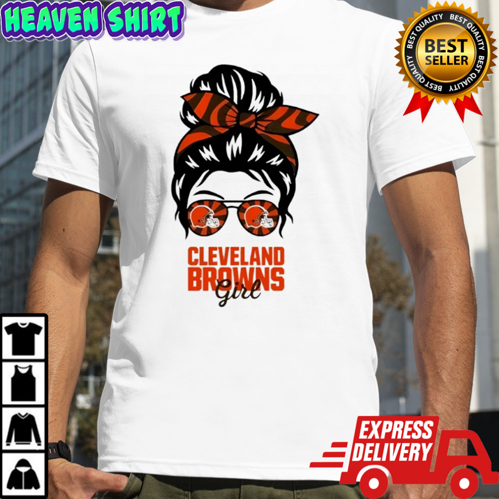Cleveland Browns Girl Messy Bun Glasses shirt