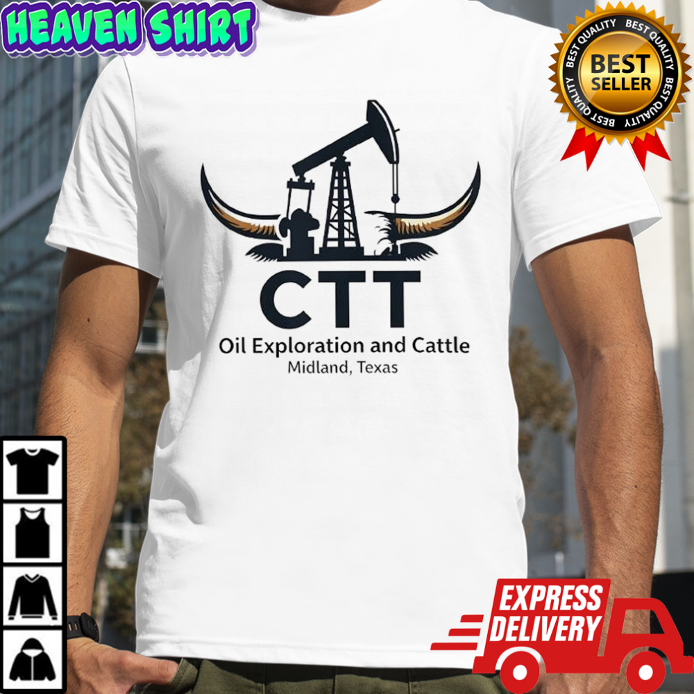 CTT Oil exploration and cattle Midland Texas oil pump jack longhorn logo shirt