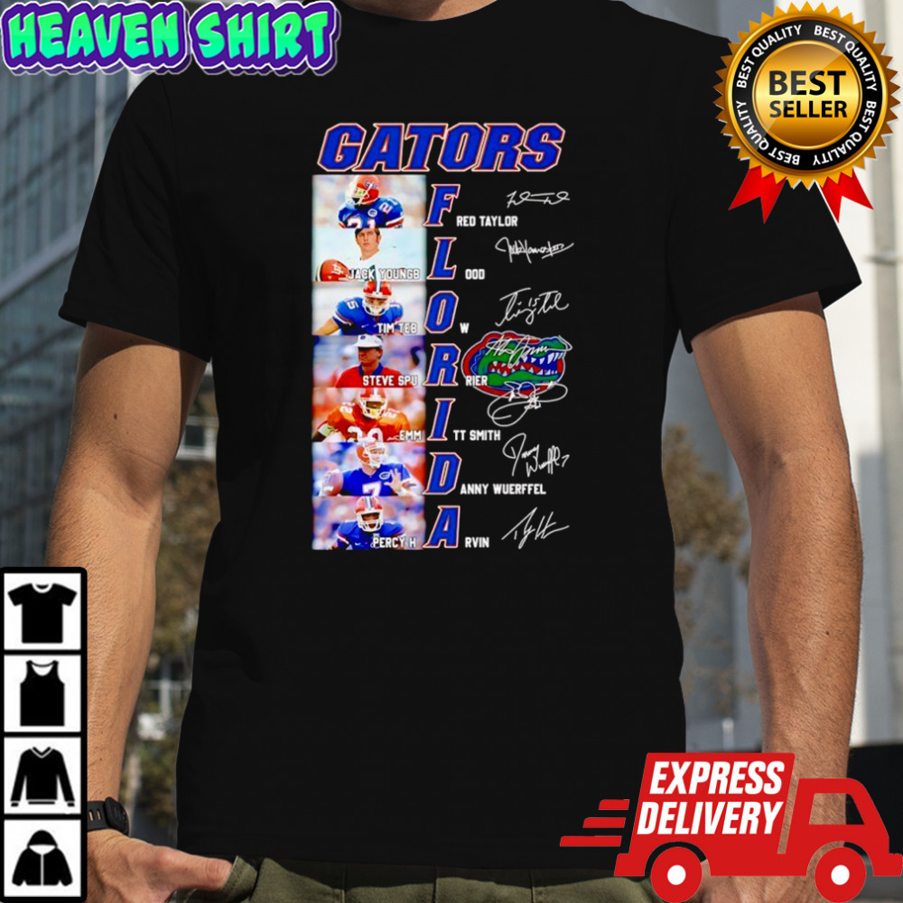 Florida Gators Fred Taylor Youngblood Tebow Spurrier Smith Wuerffel Harvin signatures shirt