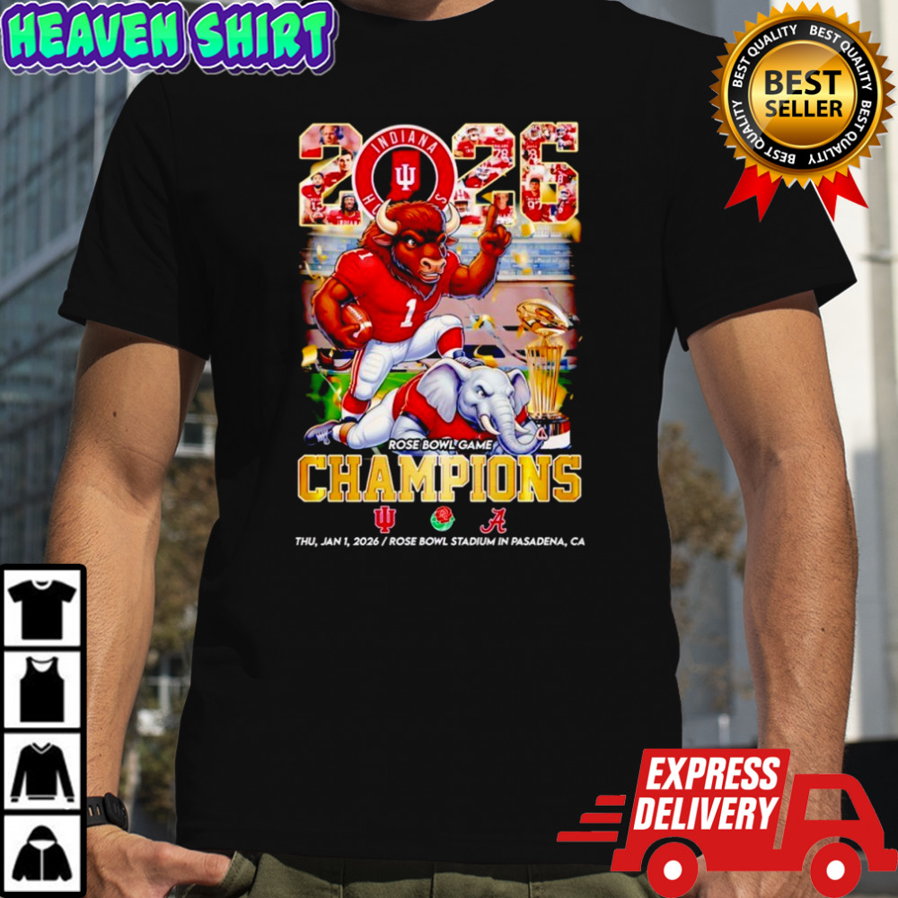 Indiana Hoosiers x Alabama Crimson Tide 2026 Rose Bowl Game Champions Mascot shirt